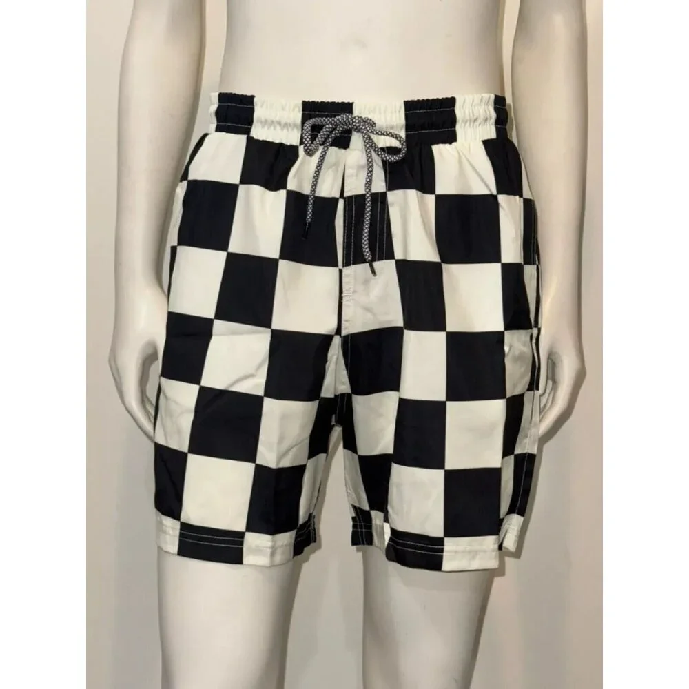 I.N.C. Men's NEW Checkered 5" Quick Dry Swim Shorts Trunks L Large - Picture 2 of 3